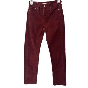 Levi's Premium Corduroy Wedge Straight Pants Womens 24 Rust Cinnamon Button Fly